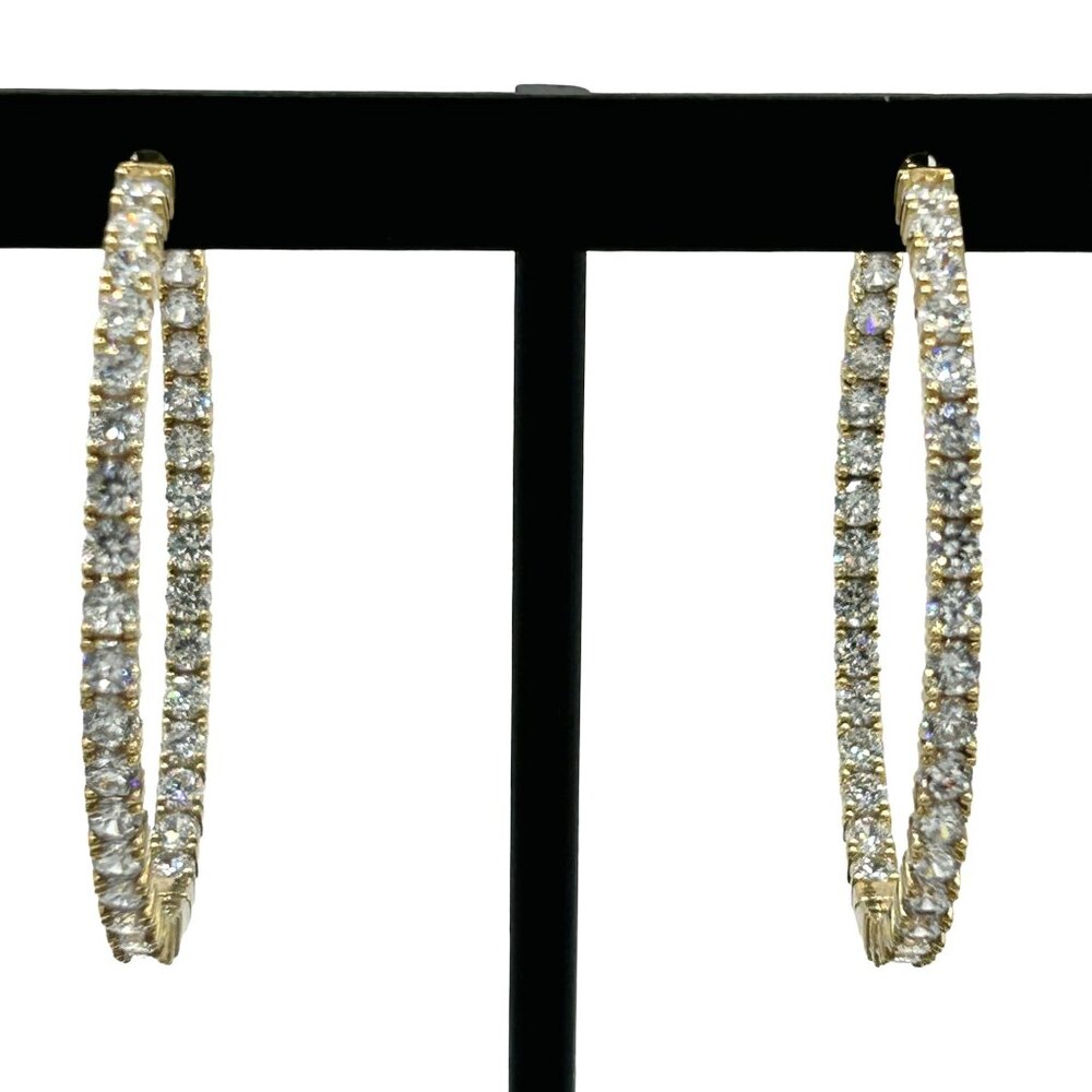 KLEO 925 Gold-Toned Sterling Silver Infinity CZ Inside Out Hoop Earrings